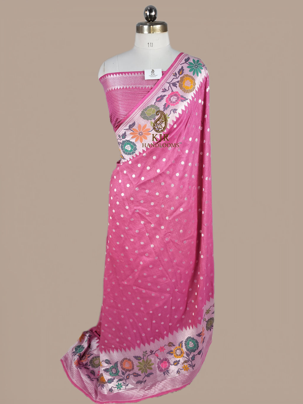 Banarasi Handloom Pure Tussar Silk Paithani Saree | Rupa Zari & Meenakari