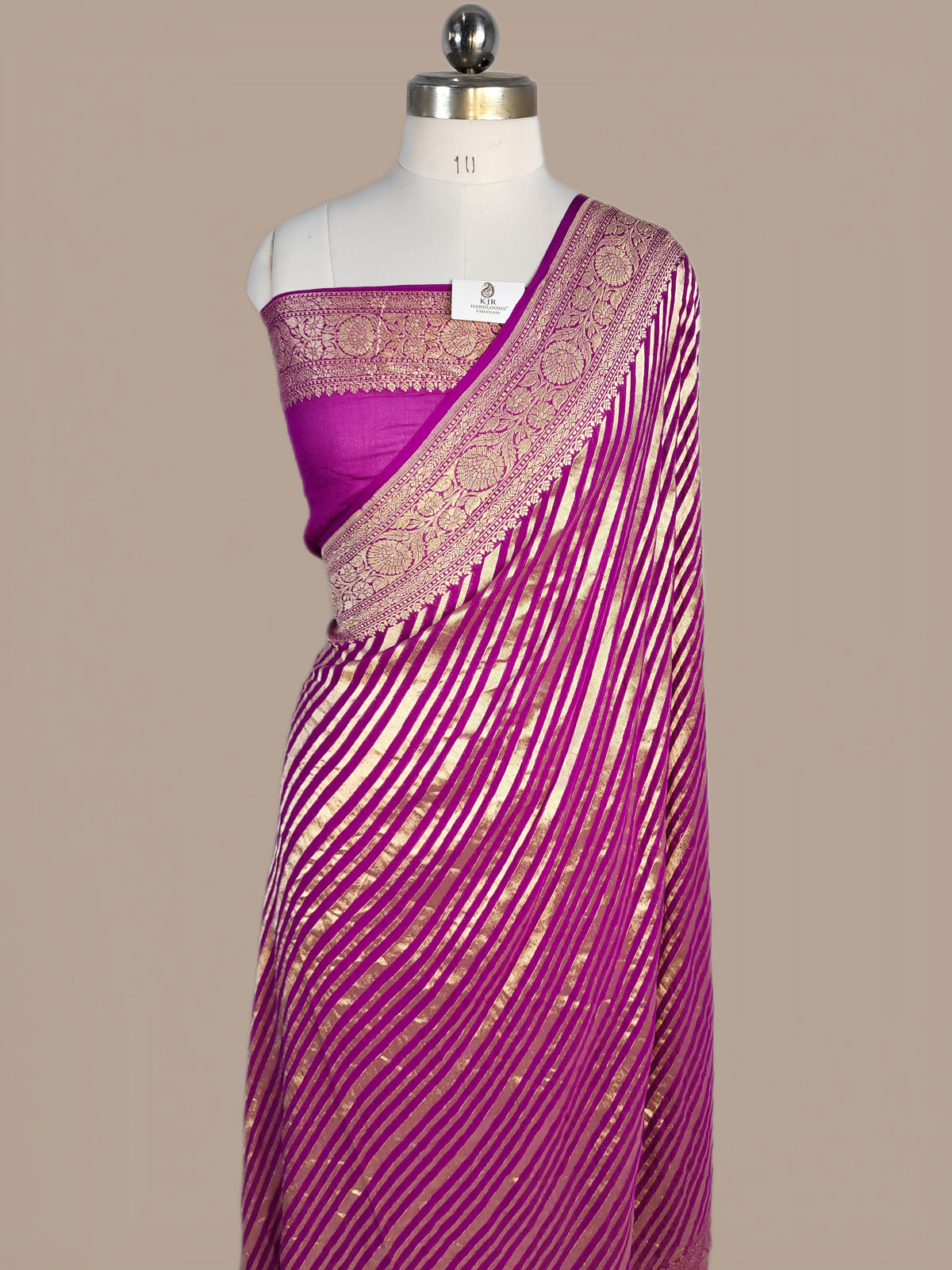 Elegant Banarasi Khaddi Georgette Saree | Pure Water Zari Stripes