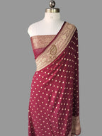 Banarasi Handloom Pure Khaddi Georgette Saree | Pure Water Zari Round Booti