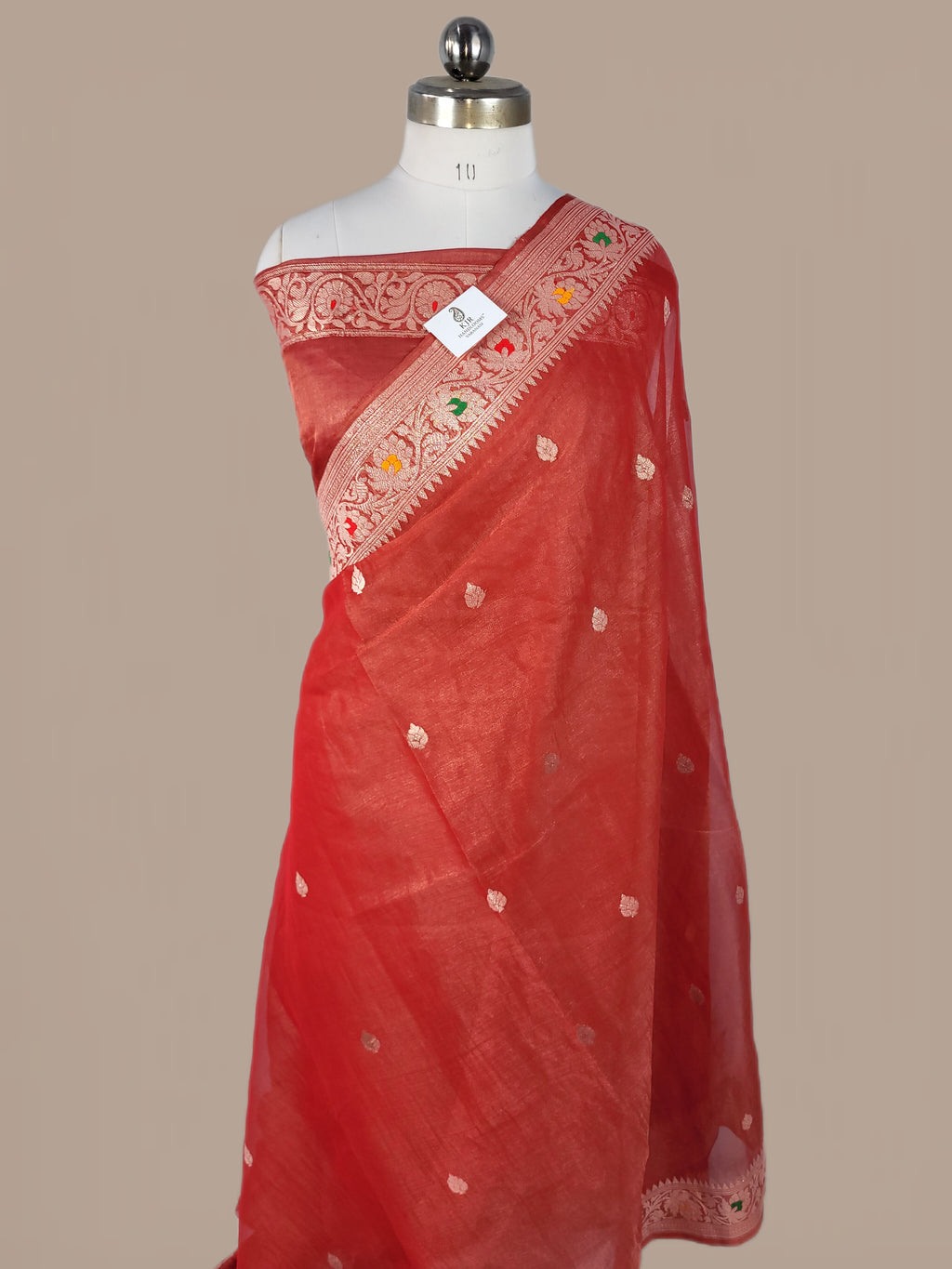 Pure Tissue Georgette Silk Banarasi Saree | Handwoven Kadwa Interlock Motifs