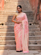 Banarasi Handloom Pure Khaddi Georgette Saree | All-Over Pure Water Zari Jaal