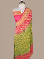 Banarasi Pure Khaddi Georgette Bandhini Saree | Golden Zari