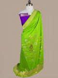Banarasi Pure Monga Silk Saree | Dual-Tone Silver & Golden Zari