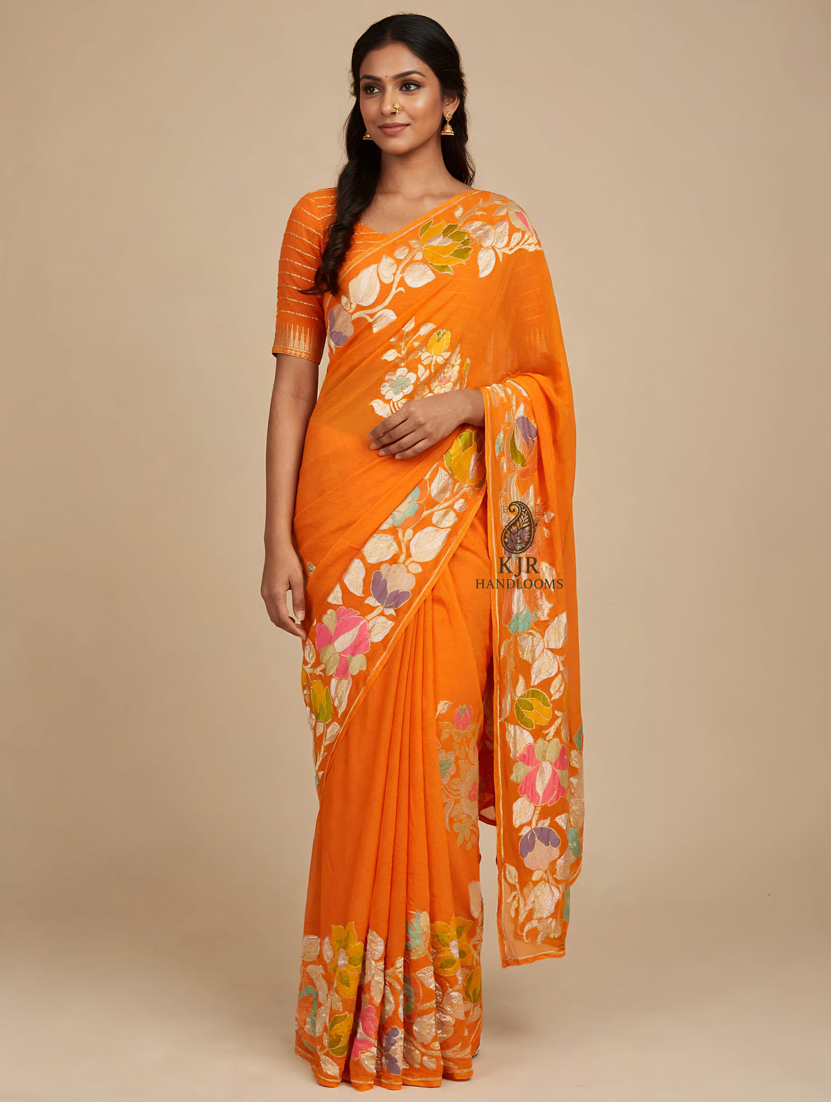 Authentic Banarasi Handloom Khaddi Georgette Saree | Sona Rupa Zari Artistry