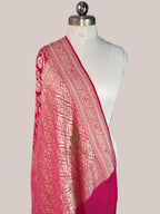 Authentic Pure Khaddi Georgette Saree | Banarasi Water Zari Jaal Weaving