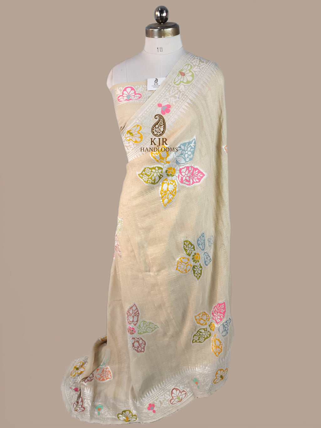 Banarasi Pure Tussar Silk Saree | Silver Zari and Multicolour Artistry