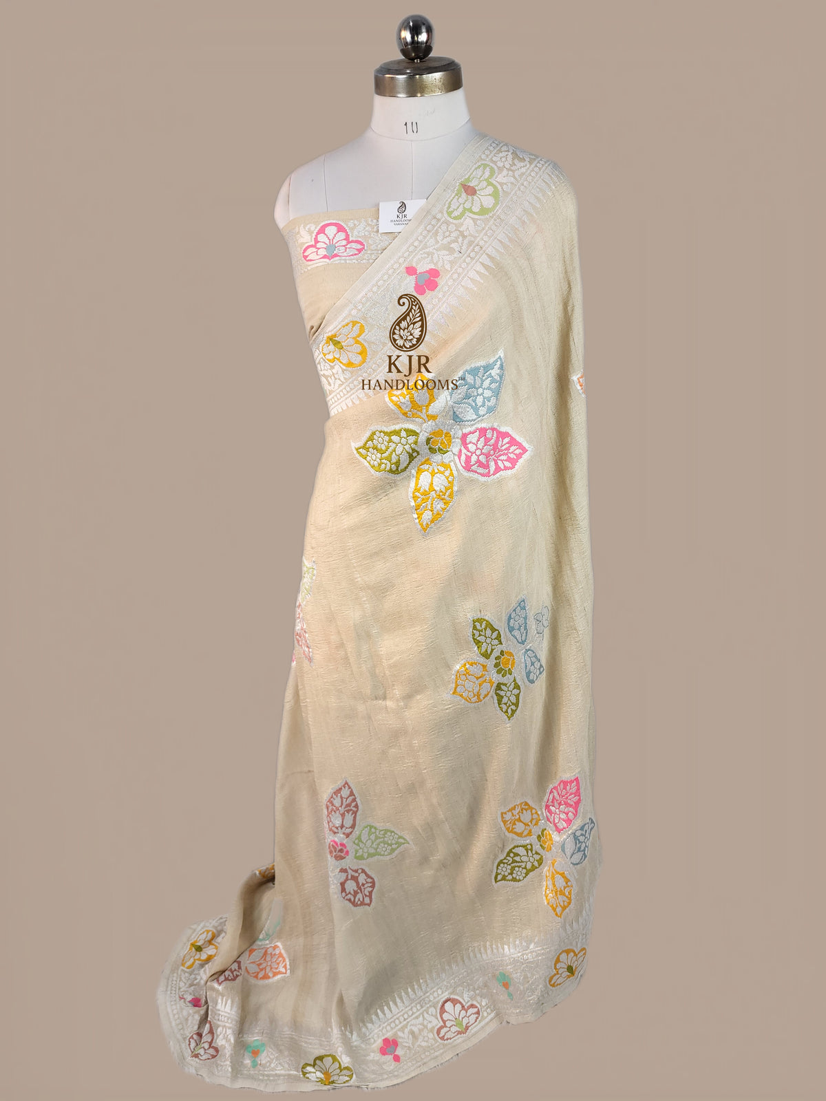 Banarasi Pure Tussar Silk Saree | Silver Zari and Multicolour Artistry