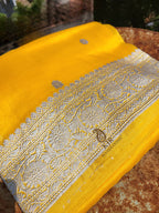 Pure Organza Silk Banarasi Saree | Pure Silver Cotton Zari & Kadwa Booti Weaving