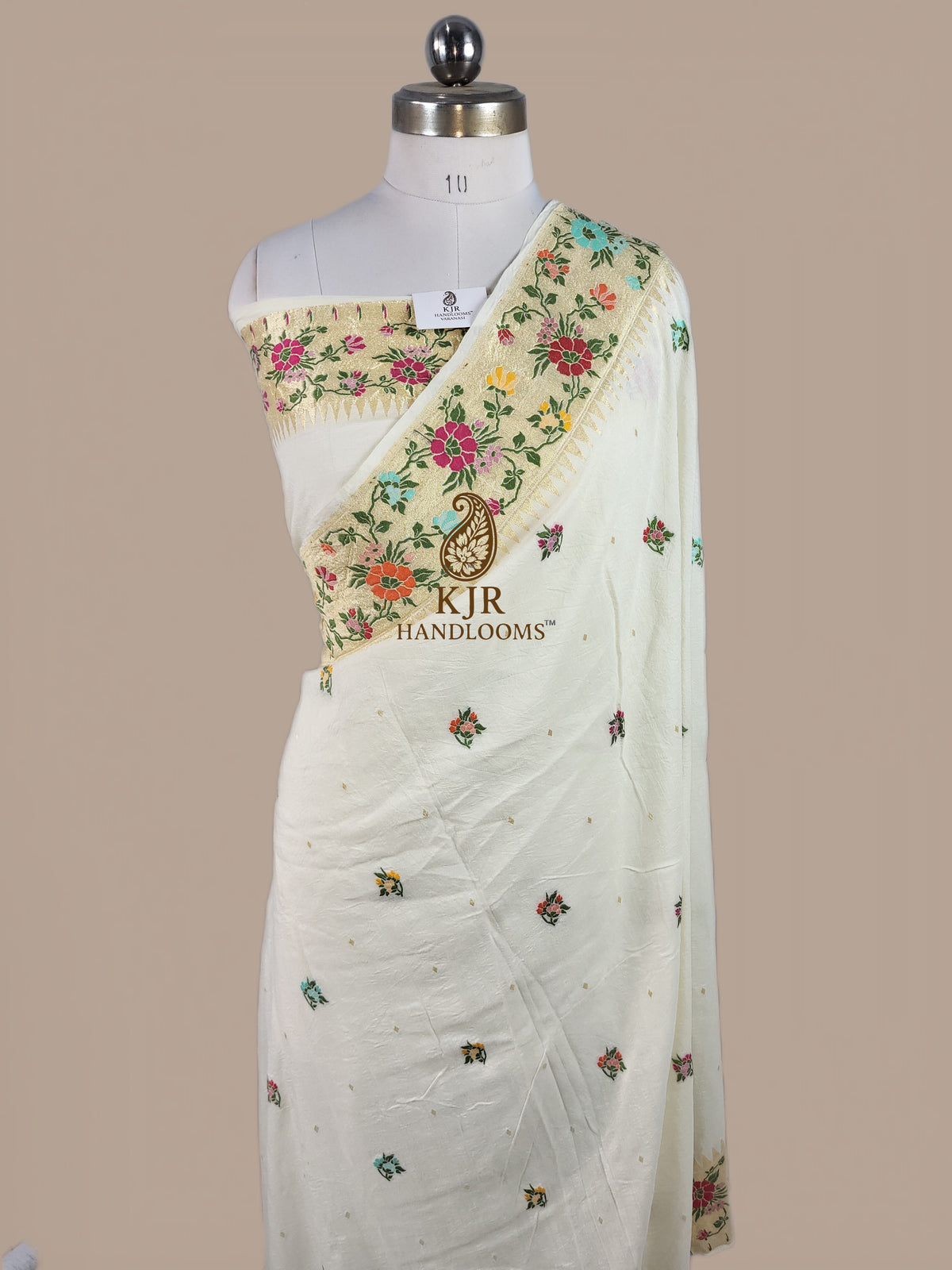 Pure Monga Silk Banarasi Saree | Sona Zari Dot Booti & Paithani Border