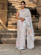 Pure Tussar Georgette Silk Saree | Banarasi Handloom with Pure Rupa Zari
