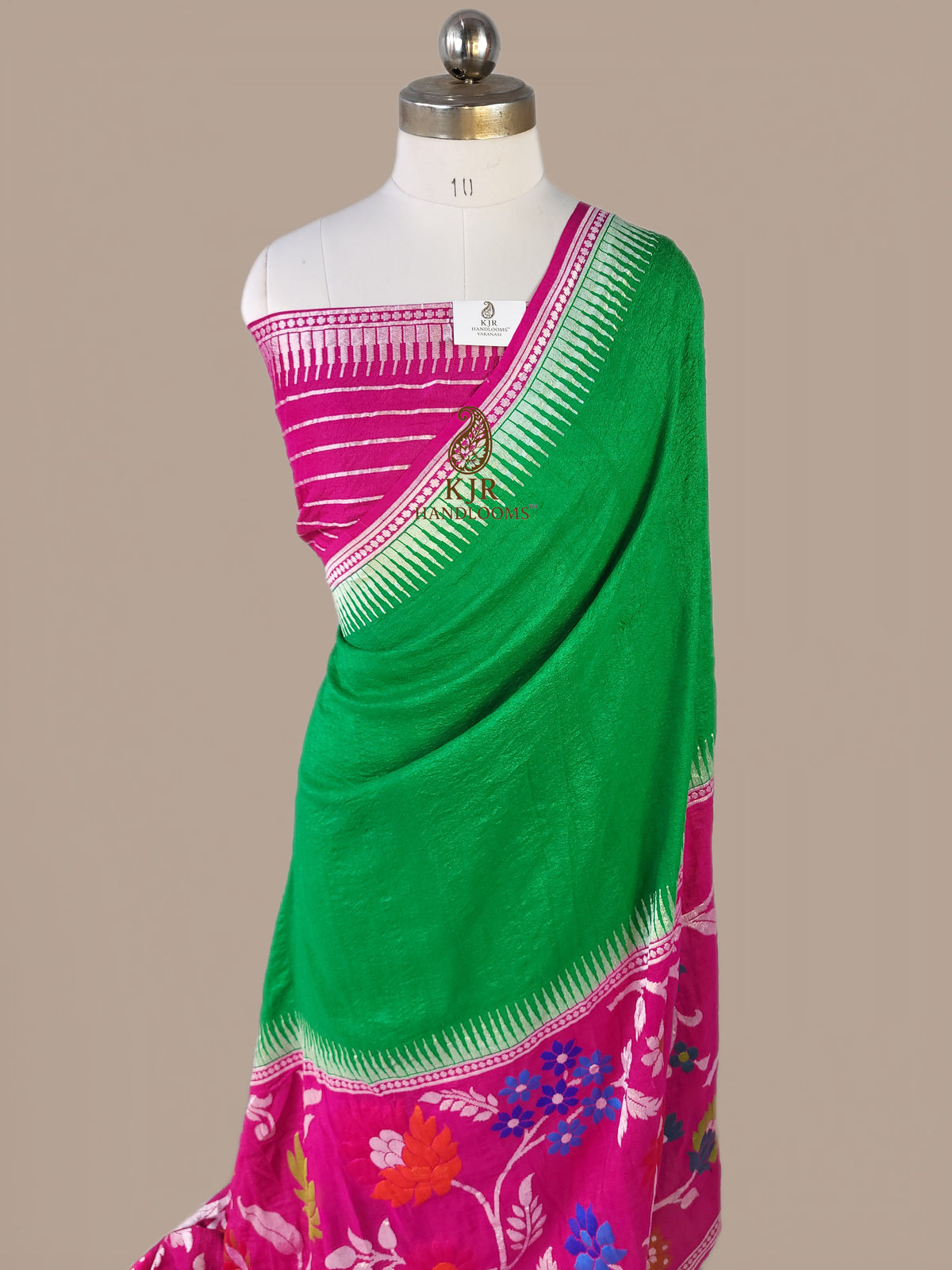 Pure Tussar Silk Banarasi Saree | Plain Body, Rupa Zari & Multicolour Meenakari