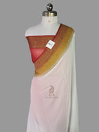 Banarasi Handloom Pure Khaddi Georgette Saree | Pure Antique Zari & Hand-Dyed 3D Art