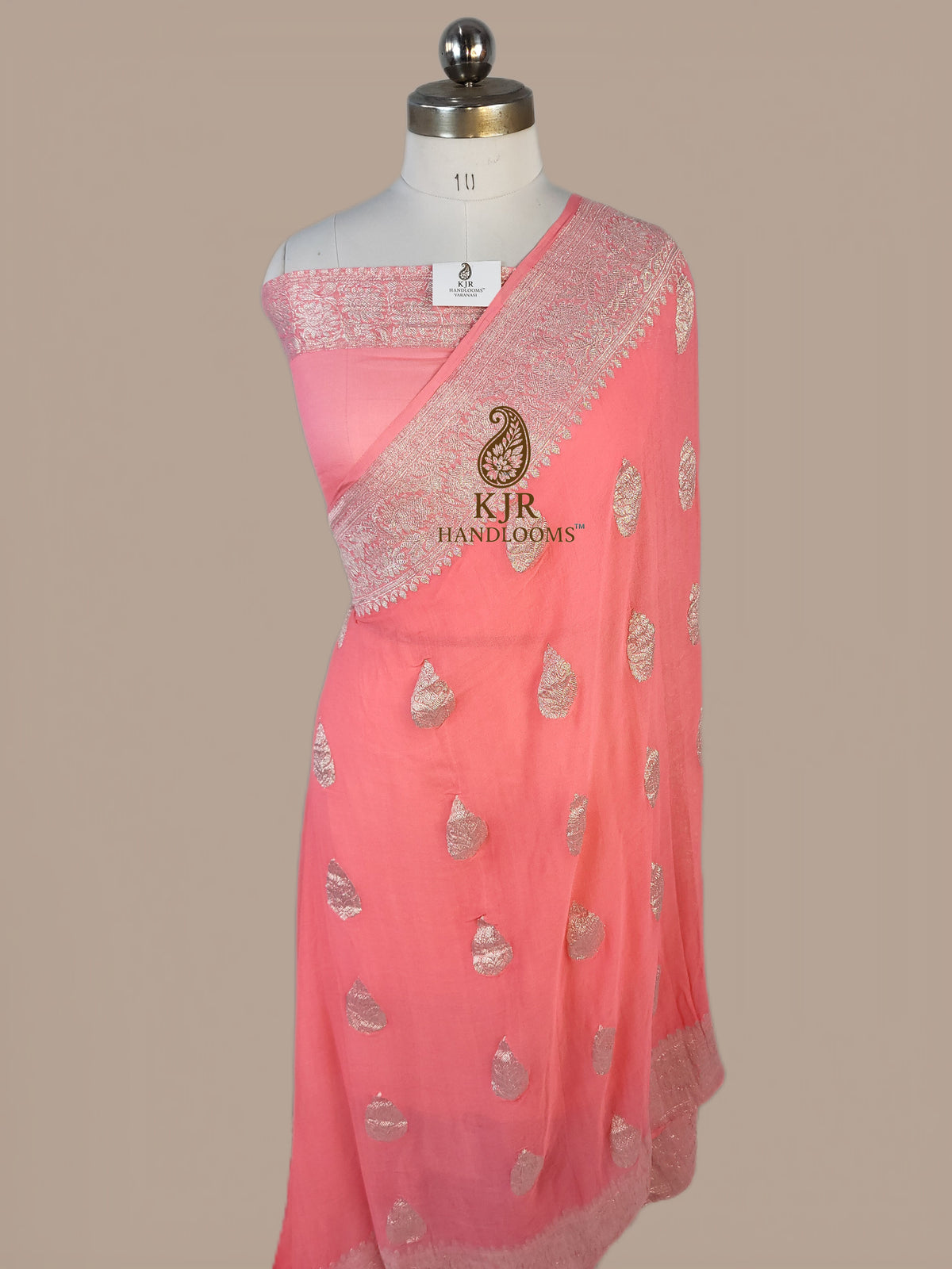 Kadwa Banarasi Pure Khaddi Chiffon Georgette Saree | Silver Zari Interlock Boota