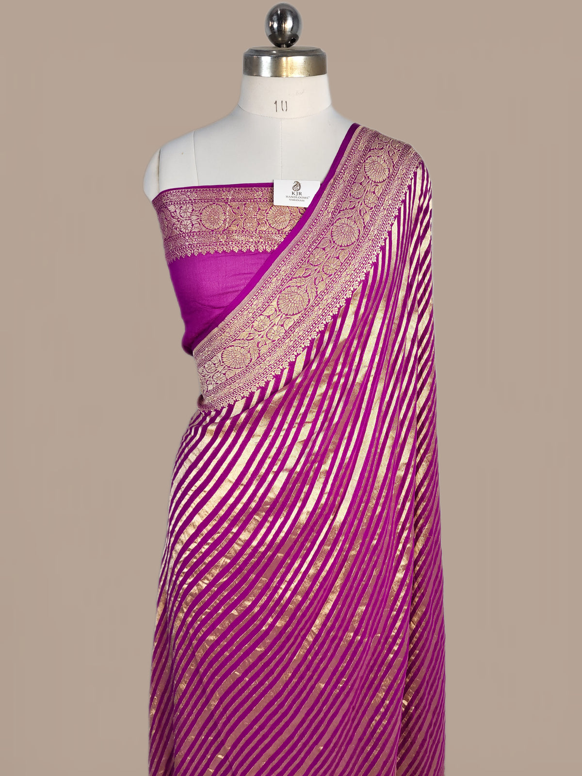 Elegant Banarasi Khaddi Georgette Saree | Pure Water Zari Stripes