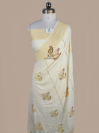 Pure Monga Silk Banarasi Saree | Silver Golden Zari & Multicolour Meenakari