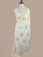 Banarasi Handloom Pure Monga Silk Saree | Pure Silver & Golden Zari