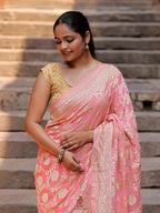 Banarasi Handloom Pure Khaddi Georgette Saree | All-Over Pure Water Zari Jaal