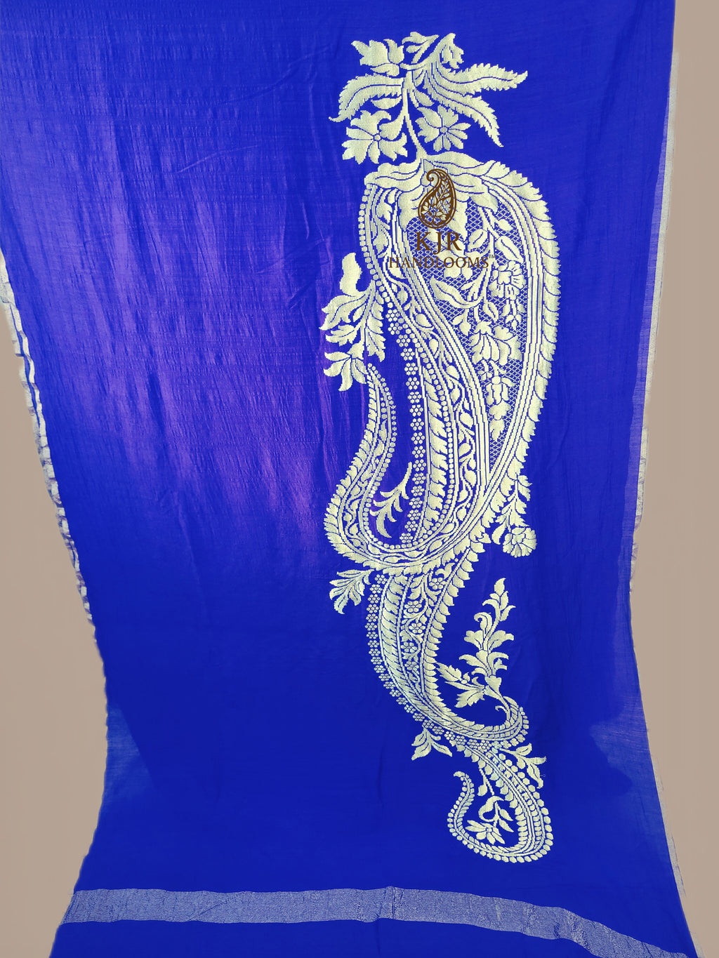 Pure Monga Silk Banarasi Handloom Saree | Golden Zari Kadwa Interlock Design