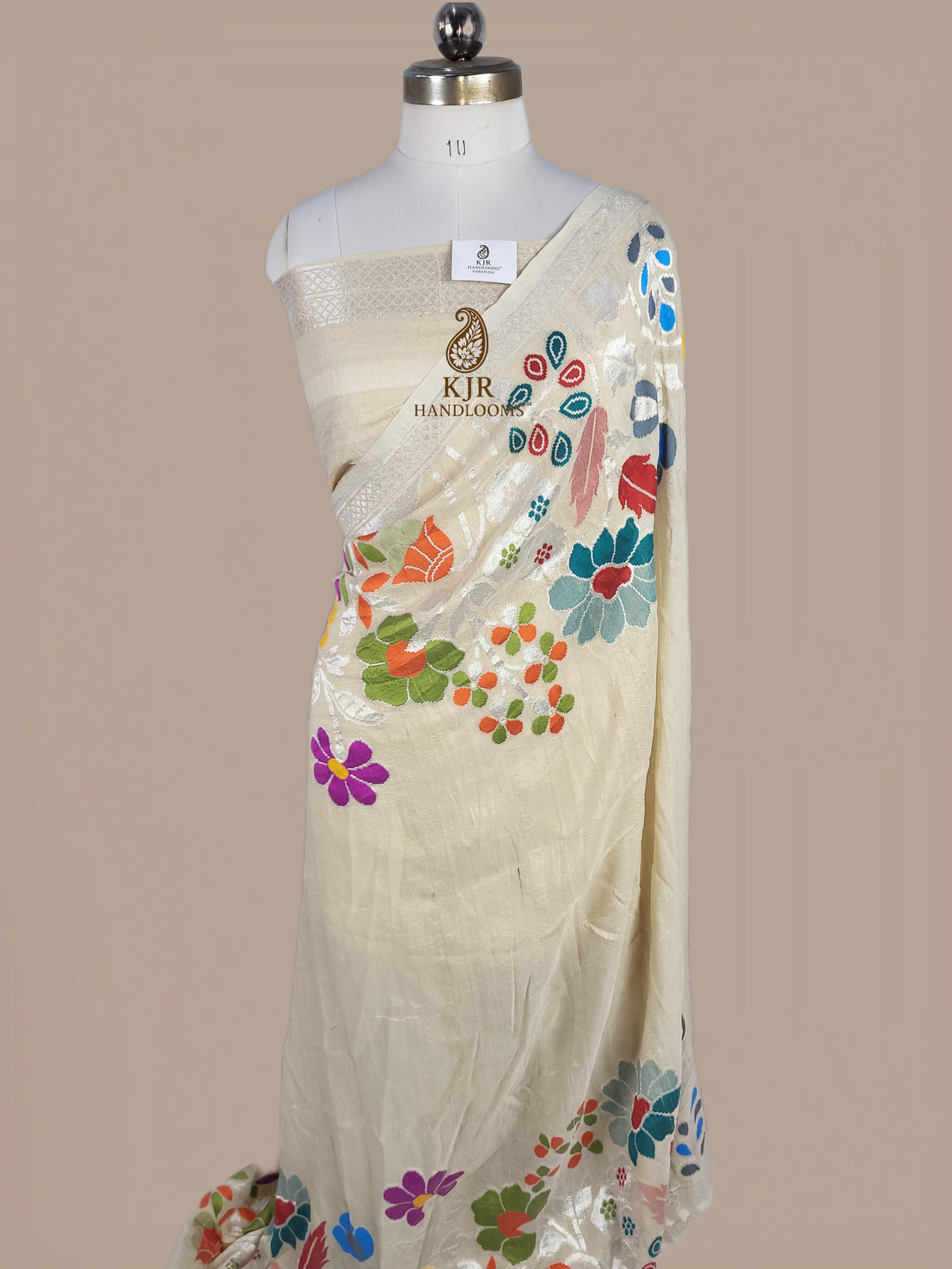 Pure Tussar Georgette Silk Banarasi Saree | Rupa Zari Border & Meenakari Pallu