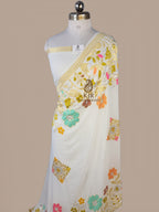 Banarasi Handloom Khaddi Georgette Saree | Golden Silver Zari & Meena