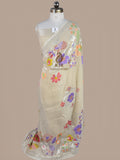 Pure Tussar Georgette Silk Banarasi Saree | Pure Silver Zari & Meenakari