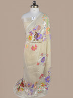 Pure Tussar Georgette Silk Banarasi Saree | Pure Silver Zari & Meenakari