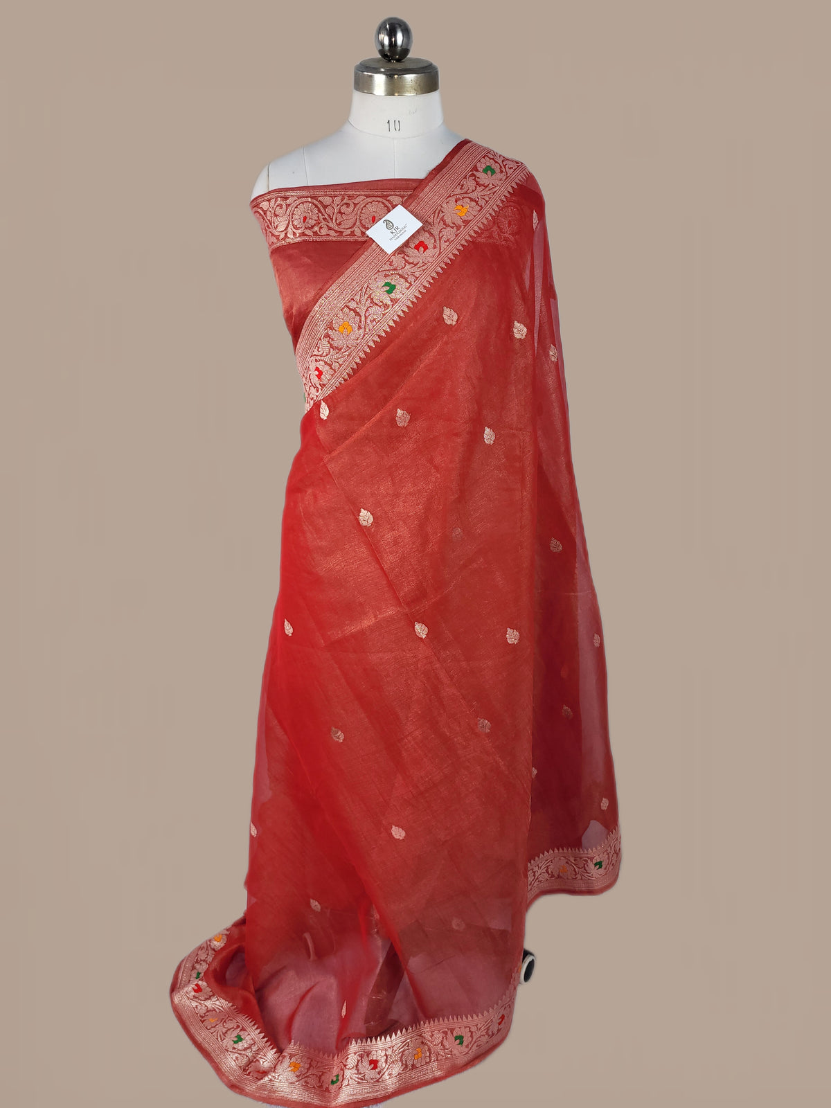 Pure Tissue Georgette Silk Banarasi Saree | Handwoven Kadwa Interlock Motifs