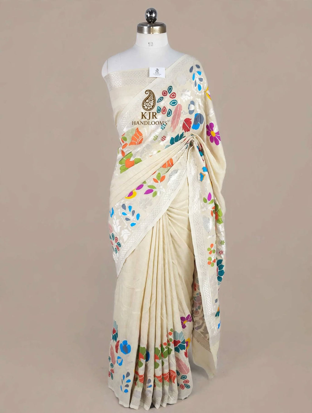Pure Tussar Georgette Silk Banarasi Saree | Rupa Zari Border & Meenakari Pallu
