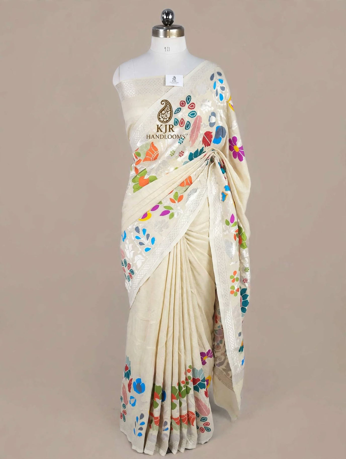 Pure Tussar Georgette Silk Banarasi Saree | Rupa Zari Border & Meenakari Pallu