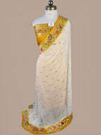Pure Khaddi Georgette Banarasi Saree | Golden Zari Booti & Paithani-Inspired Border