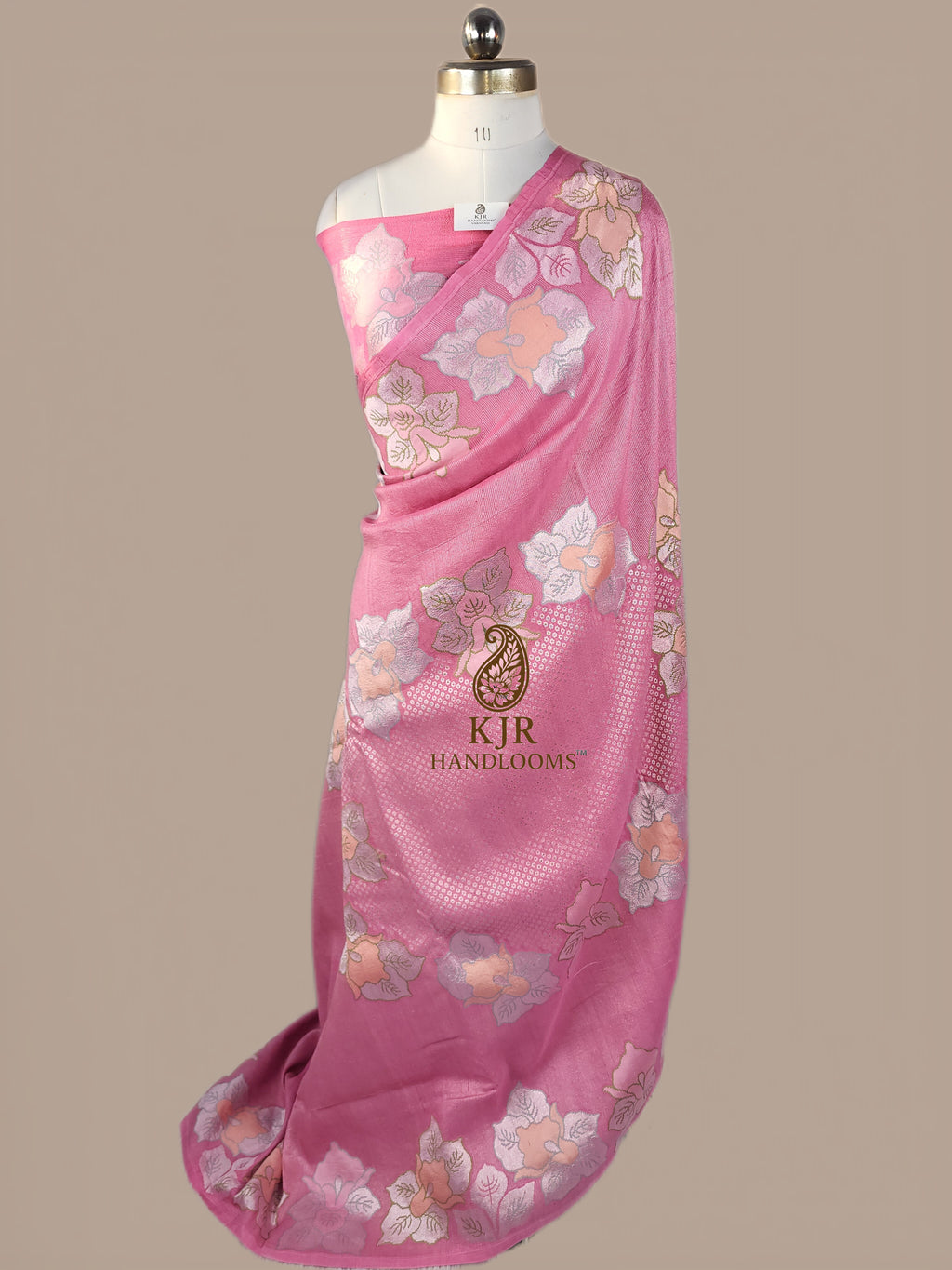 Pure Tussar Silk Banarasi Saree | Silver Rupa Zari with Multicolour Meenakari