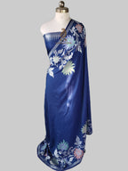 Banarasi Handloom Pure Tussar Georgette Silk Saree | Pure Rupa Zari & Multi Colour Meenakari Border