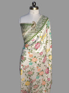 Banarasi Handloom Pure Tussar Georgette Brocade Silk Saree | Pure Rupa Zari & Multi Colour Meenakari