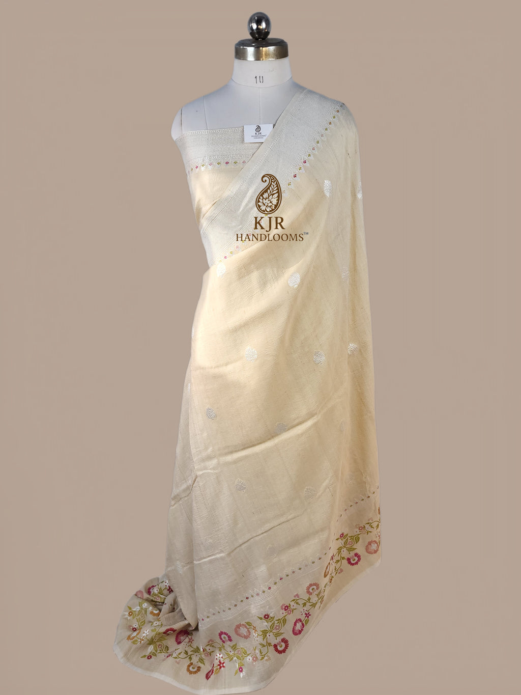 Pure Tussar Georgette Silk Banarasi Saree | Rupa Zari Border & Meenakari Pallu