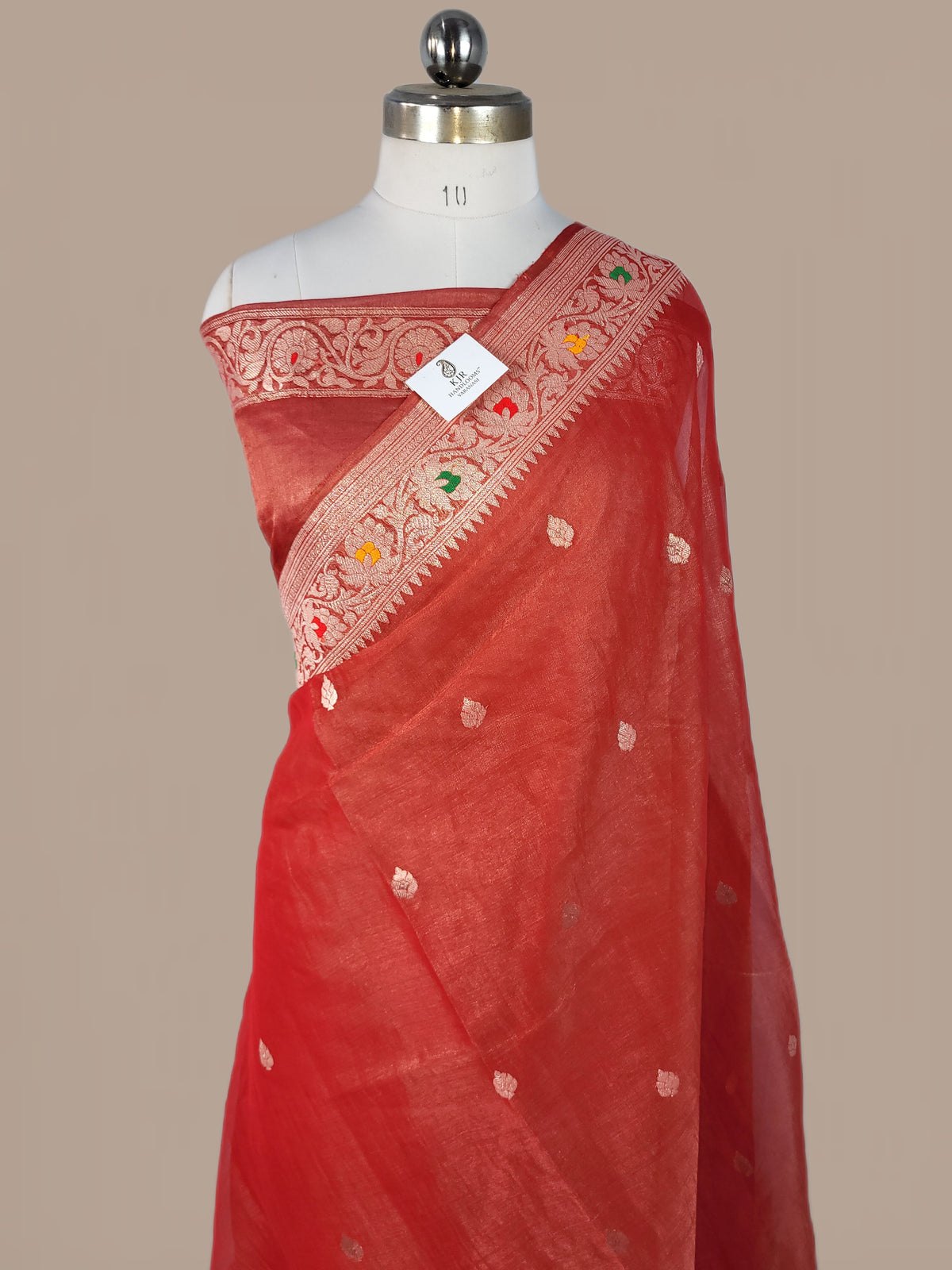 Pure Tissue Georgette Silk Banarasi Saree | Handwoven Kadwa Interlock Motifs