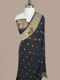 Banarasi Black Khaddi Georgette Saree | Pure Zari & Multicolour Meenakari Paithani Border