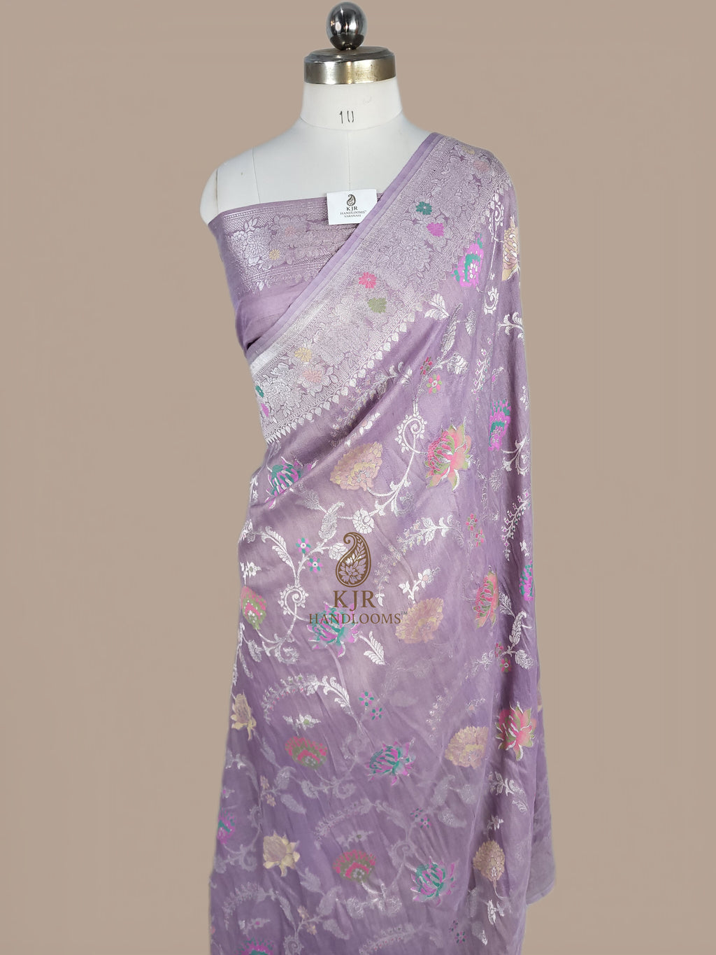 Pure Tussar Georgette Silk Banarasi Saree | Pure Rupa Zari & Colourful Meena