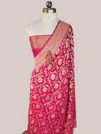 Authentic Pure Khaddi Georgette Saree | Banarasi Water Zari Jaal Weaving