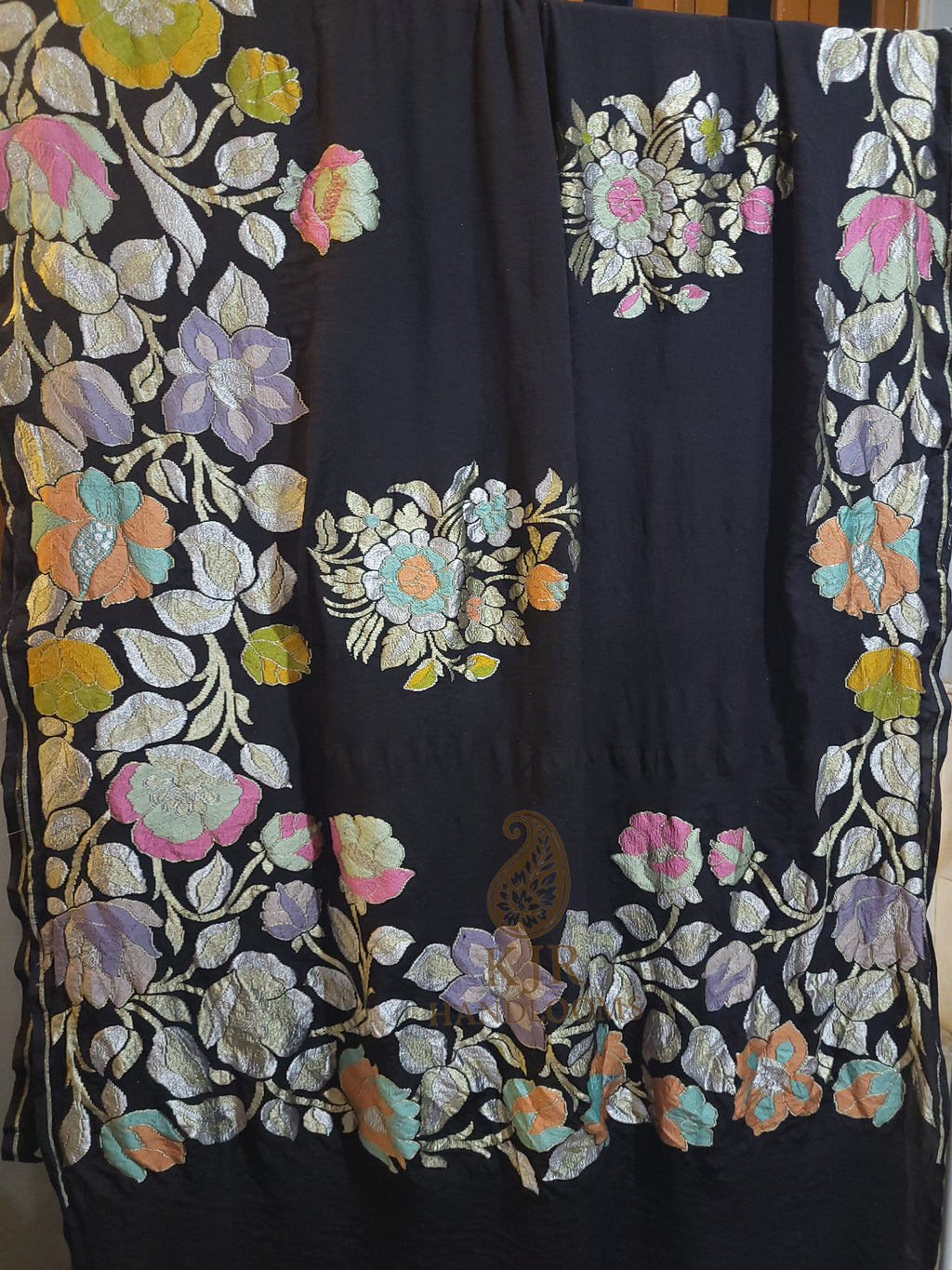 Pure Khaddi Georgette Banarasi Saree | Pure Sona Rupa Zari with Multi Colour Meenakari