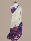 Pure Tussar Silk Banarasi Saree | Plain Body with Rupa Zari Meenakari Border