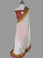 Banarasi Handloom Pure Khaddi Georgette Saree | Pure Antique Zari & Hand-Dyed 3D Art