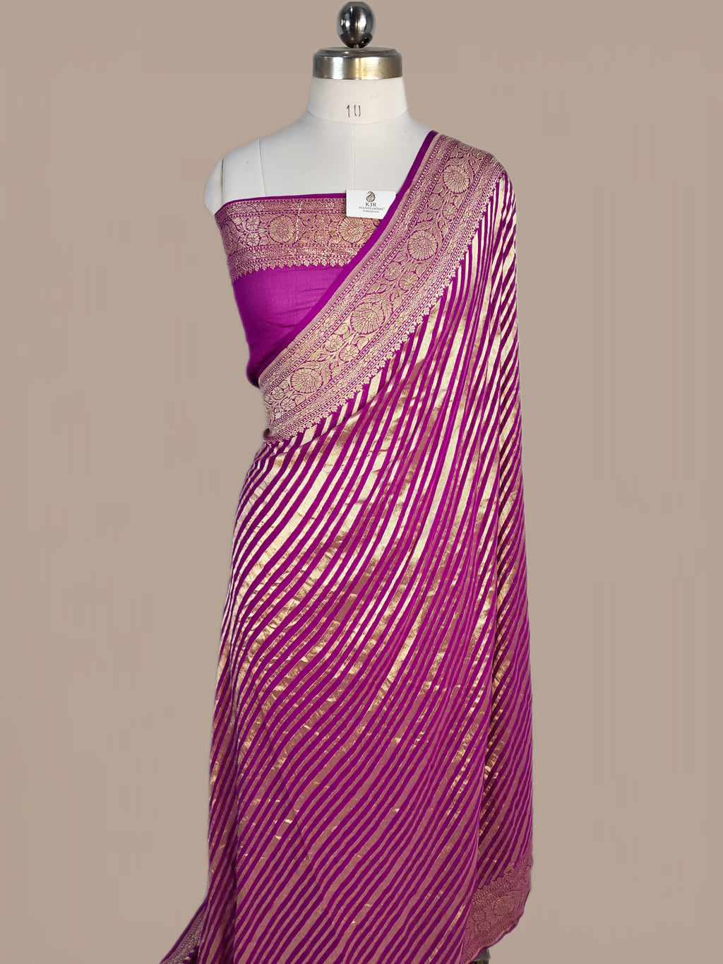 Elegant Banarasi Khaddi Georgette Saree | Pure Water Zari Stripes