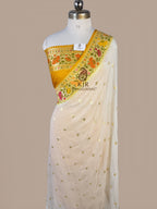 Pure Khaddi Georgette Banarasi Saree | Golden Zari Booti & Paithani-Inspired Border