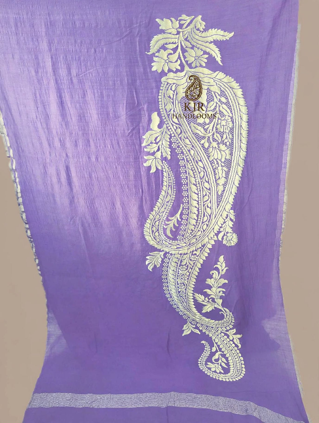 Lavender Pure Monga Georgette Silk Saree | Banarasi Kadwa Zari Motifs