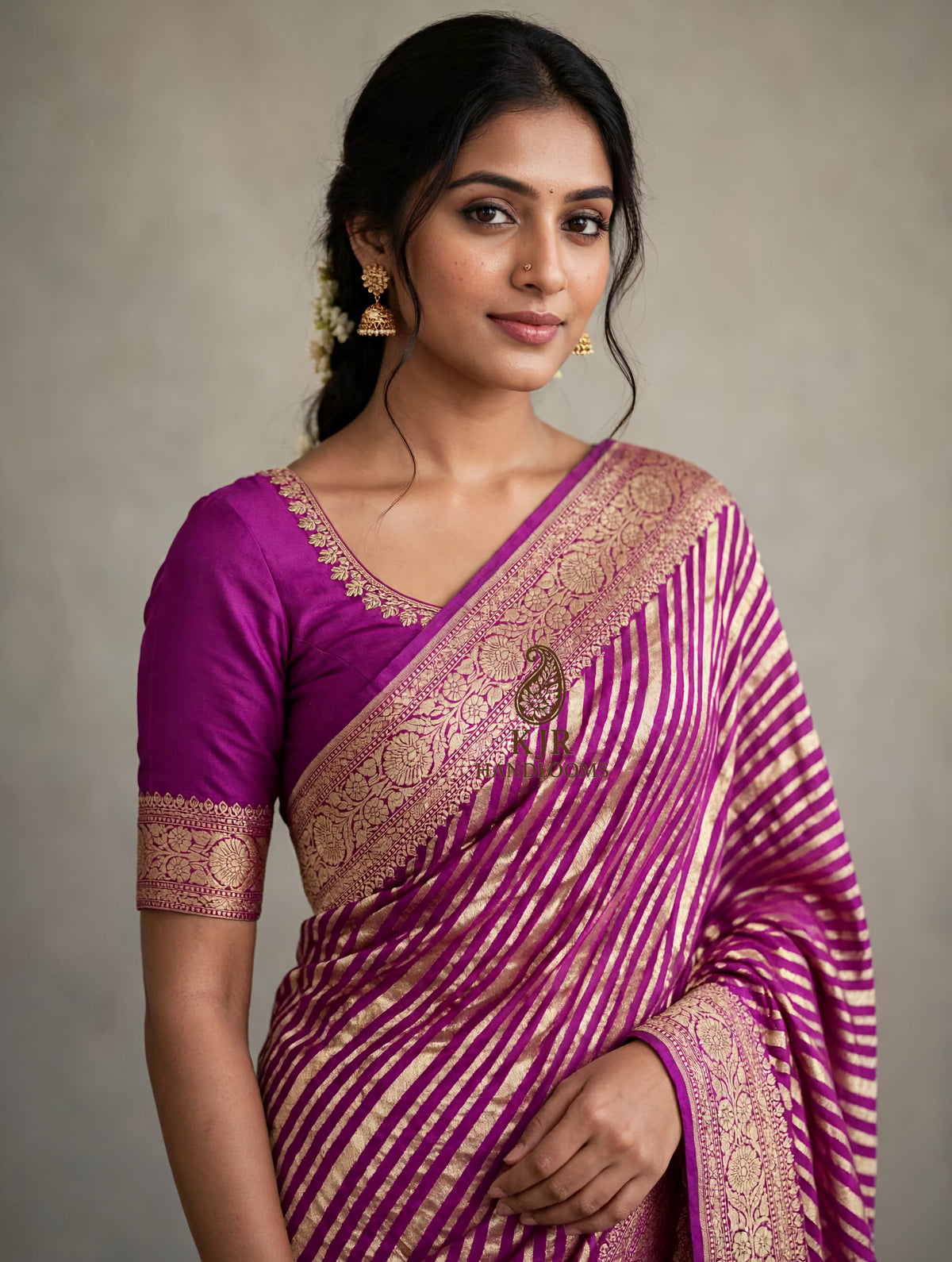 Elegant Banarasi Khaddi Georgette Saree | Pure Water Zari Stripes