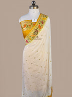 Pure Khaddi Georgette Banarasi Saree | Golden Zari Booti & Paithani-Inspired Border