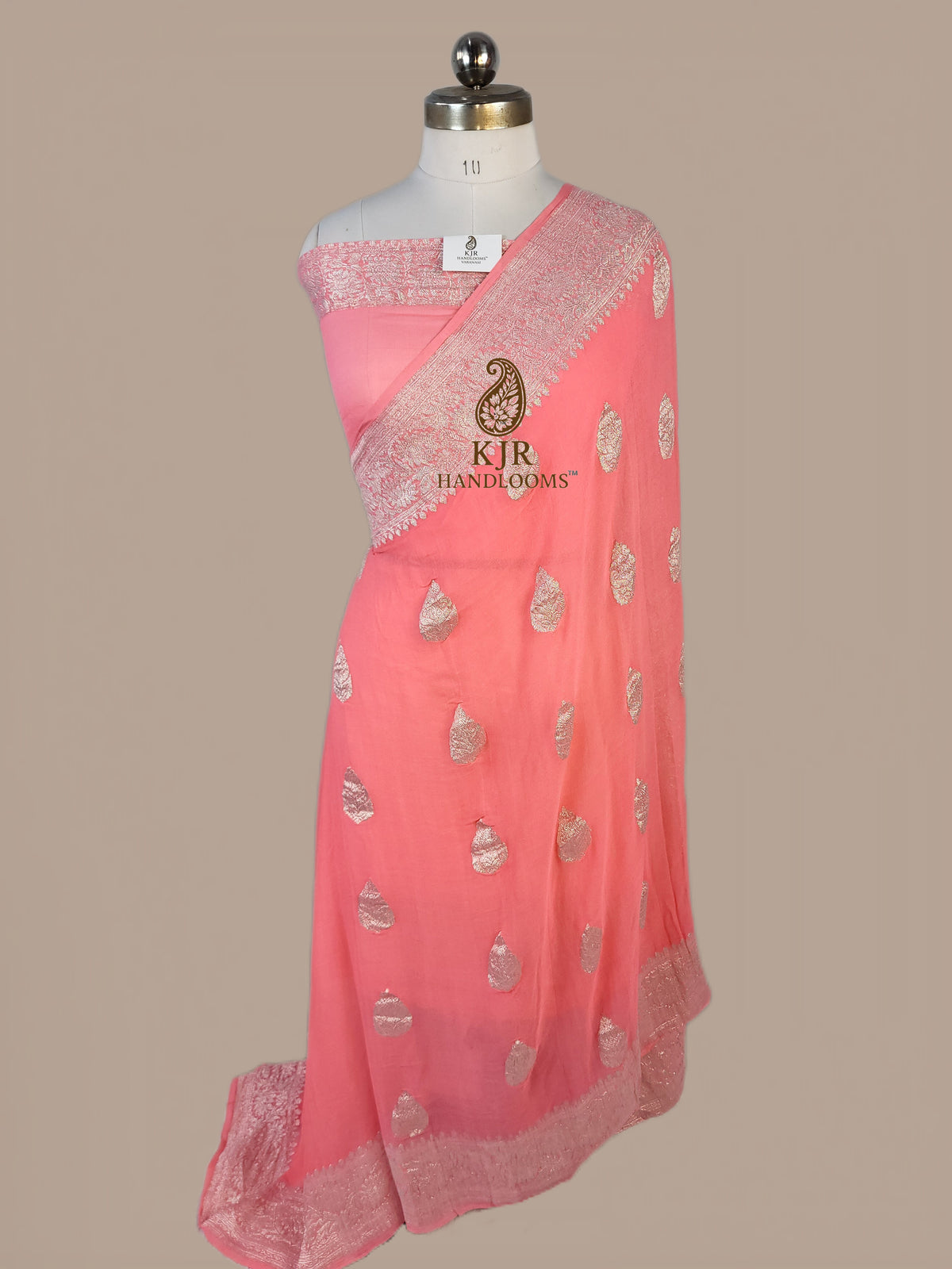 Kadwa Banarasi Pure Khaddi Chiffon Georgette Saree | Silver Zari Interlock Boota