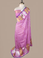 Pure Tussar Georgette Silk Saree in Lavender | Banarasi Handloom