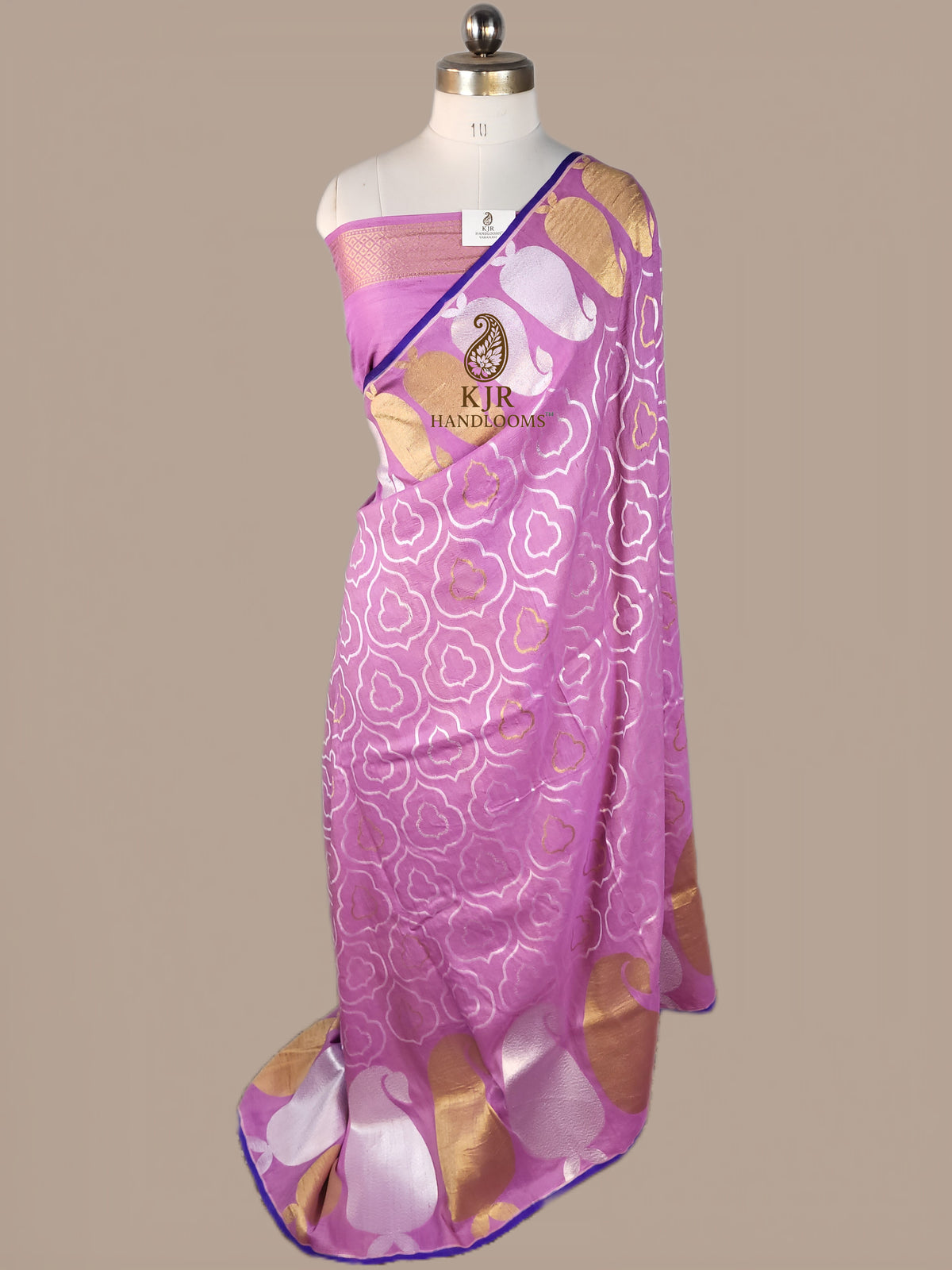 Pure Tussar Georgette Silk Saree in Lavender | Banarasi Handloom