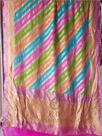 Pure Khaddi Georgette Banarasi Saree | Water Zari Stripe & Hand-Brush Rangkat